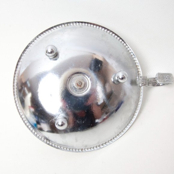 Vintage Silver Plated Chamberstick Embossed Floral Circular Drip Pan Beaded Edge - Picture 9 of 9